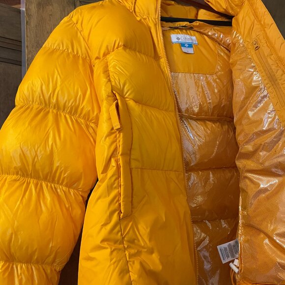 Firm! BNWT Columbia Pike Lake Omni Hooded Puffer Coat Jacket. Yellow Women's XL - Picture 2 of 14
